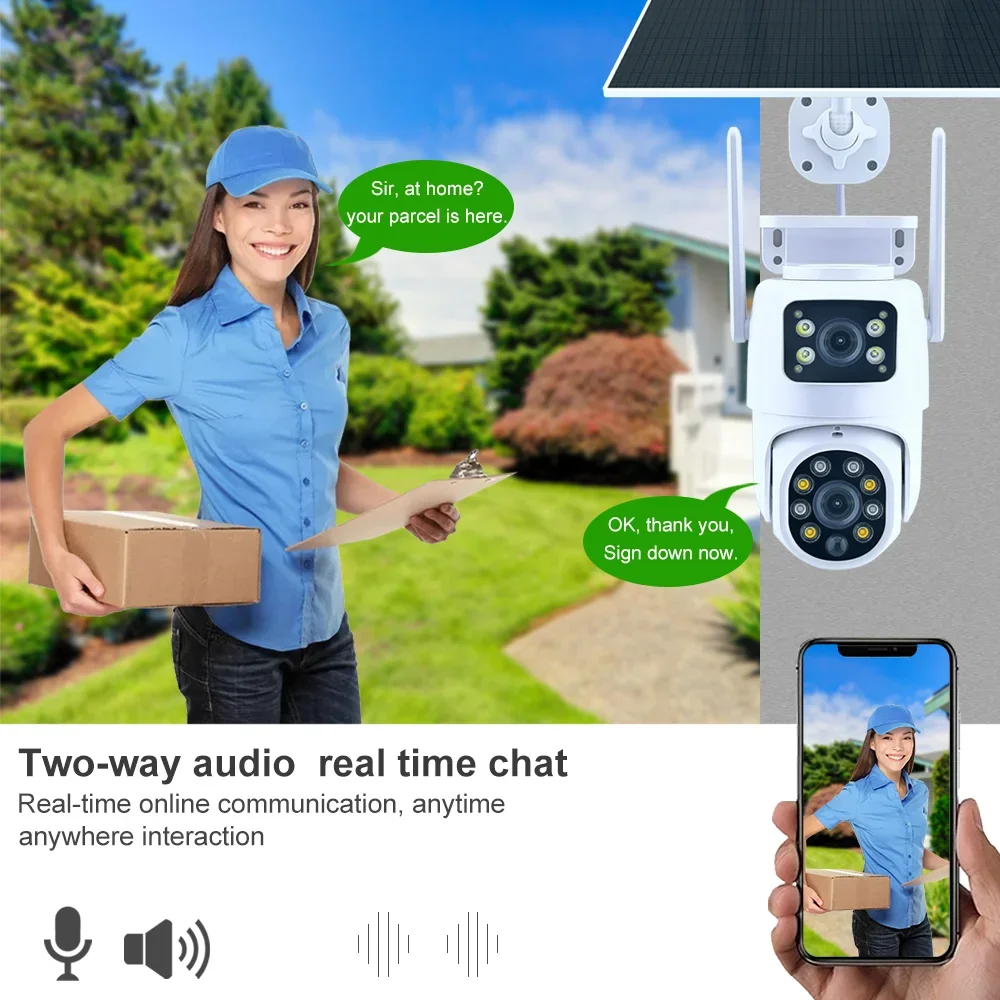 Tuya Telecamera WiFi solare Esterna 10MP Dual Len 4K Doppio schermo PTZ Telecamera Wireless Batteria a bassa potenza Telecamera di sicurezza PIR Auto Tracking