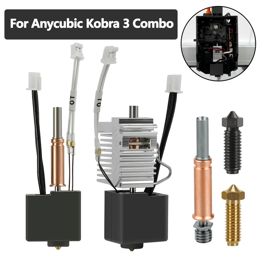 For Anycubic Kobra 3 Combo Hotend Nozzle Thermistor Heating Tube 24v 50w Heater Block 3D Printing Parts Accesories