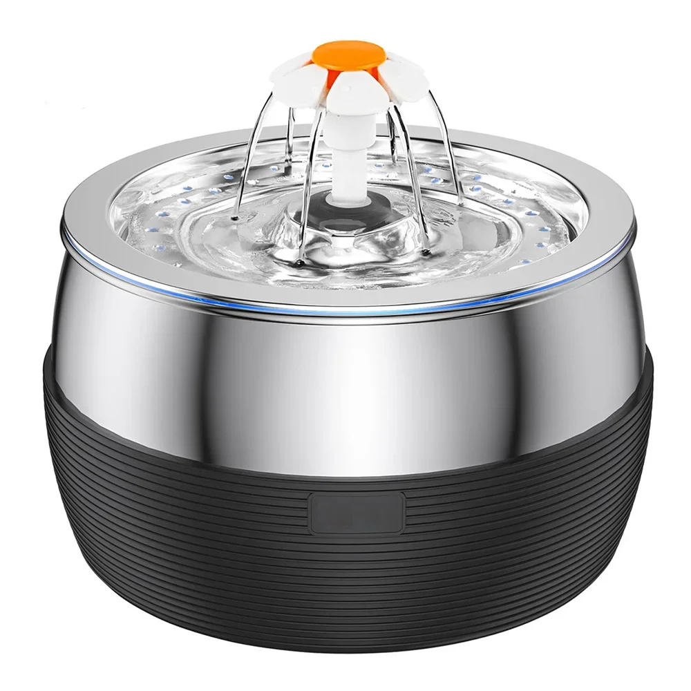 

3л автоматический фонтан для кошек из нержавеющей стали, 102 унции, диспенсер для воды для домашних животных, фильтр с краном, автоматическая подача воды для кошек, собак, кроликов