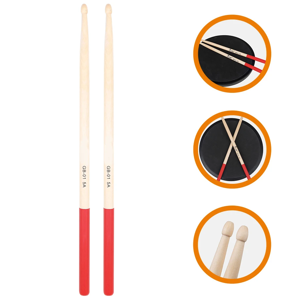 

3 Pairs Practice Anti-slip Drum Stick Drumming Sticks Red Jazz Drumsticks Child