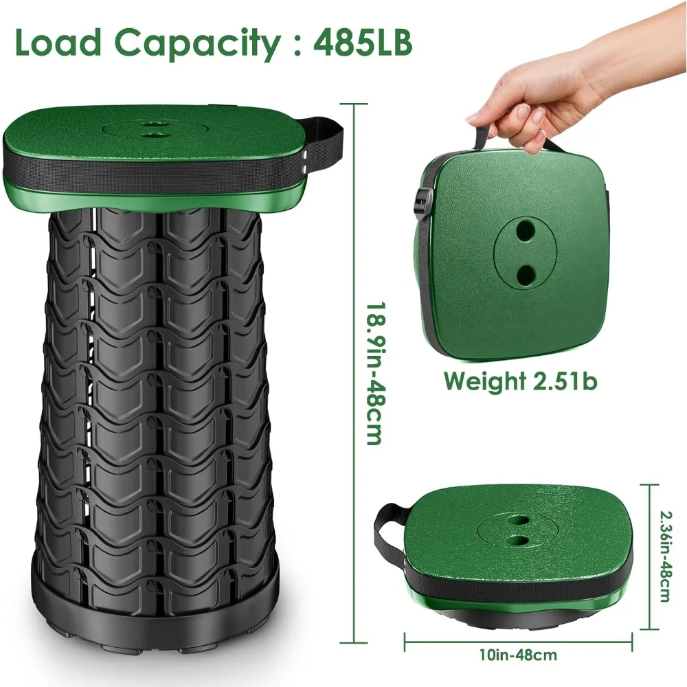 مقعد تخييم قابل للطي مربع قابل للطي محمول خفيف الوزن تصغير أقصى حمولة 485 رطل مقعد خارجي أخضر
