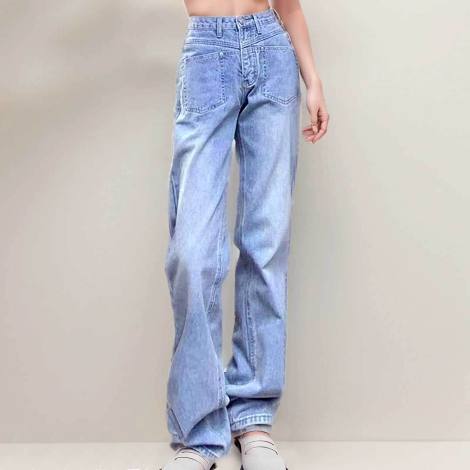 Spring And Summer Wide Leg Trouser Women High Waist All-Match Straight Pants Female Loose Streetwear Washed Denim Long Pants