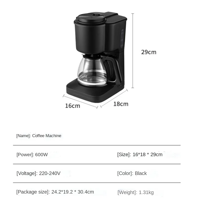 Drip Coffee Machine With Pot Home Office Small Coffee Machine Italian Semi-automatic Household Drip Coffee Machine 220V