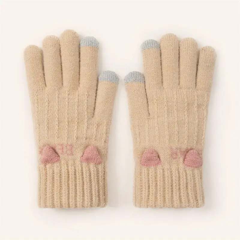 1 par Otoño Invierno espesar guantes cálidos mujeres pantalla táctil guantes tejidos adulto imitación Cachemira mujer estiramiento dedo mitten