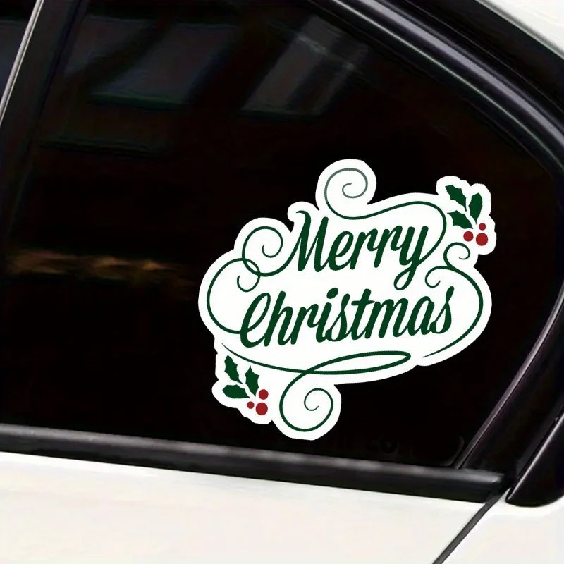 

1pc Upgraded Sunproof Waterproof Merry Christmas Sticker, Reusable Colorful Festive Decal for Car, Laptop, Cup, Christmas Tree