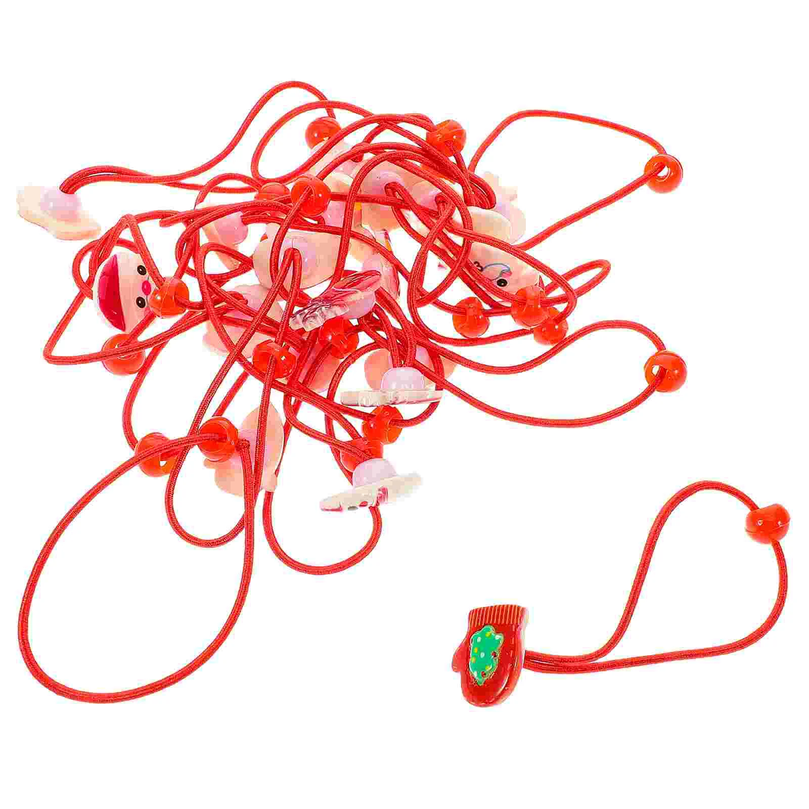 20 pezzi elastici per capelli natalizi supporti elastici per coda di cavallo pupazzo di neve campane di Babbo Natale guanti scrunchie (modello casuale)