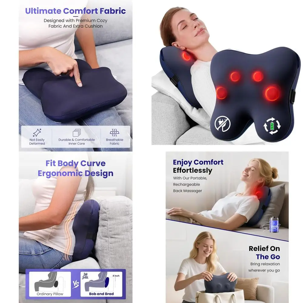

Heat & Shiatsu Massager for Neck & Back, Cordless & FSA/HSA Eligible, Deep Tissue Relief Pillow, Ideal Christmas Gift