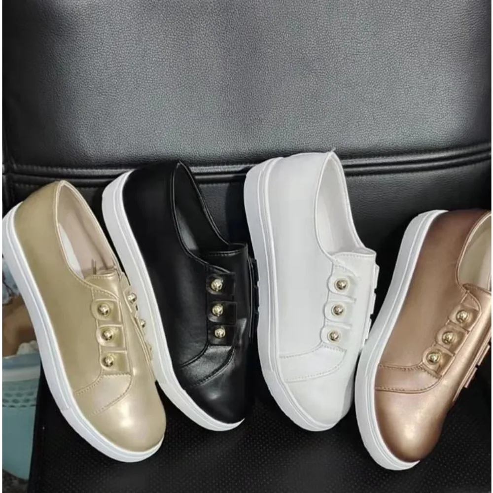 Summer New Women Shoes Fashion Round Toe Platform Shoes Plus Size 42 Casual Sneakers Lace Up Flats Woman Slip on Tennis Shoes