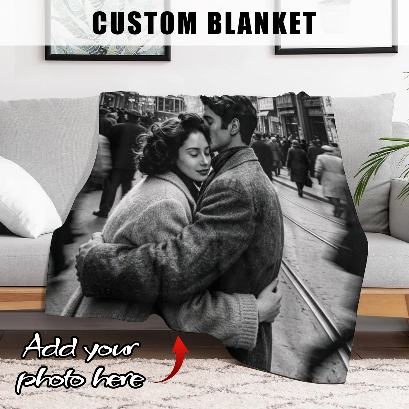 1 Customized personalized blanket upload photos flannel blanket suitable for birthdays weddings couples Christmas photo gifts