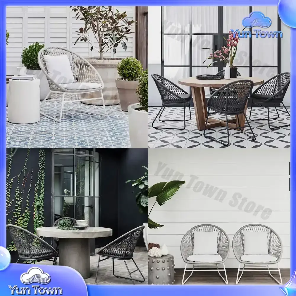 Nordic Creative Modern Simple Braided Rope Chair Outdoor Leisure Chair Balcony Table and Chair Outdoor Garden Garden