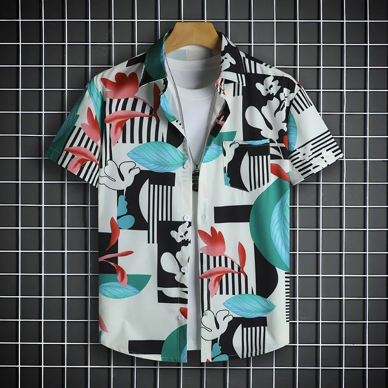 Make a Statement in Our Short Sleeve Men's Shirt with Cool Geometric Patterns and Stay Comfortable