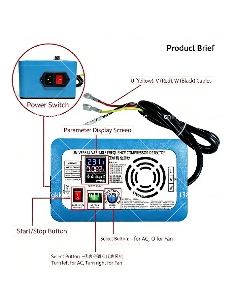 Variable Frequency Air Conditioner Compressor Tester AC200-240V with Screen Display Inverter Compressor Detector