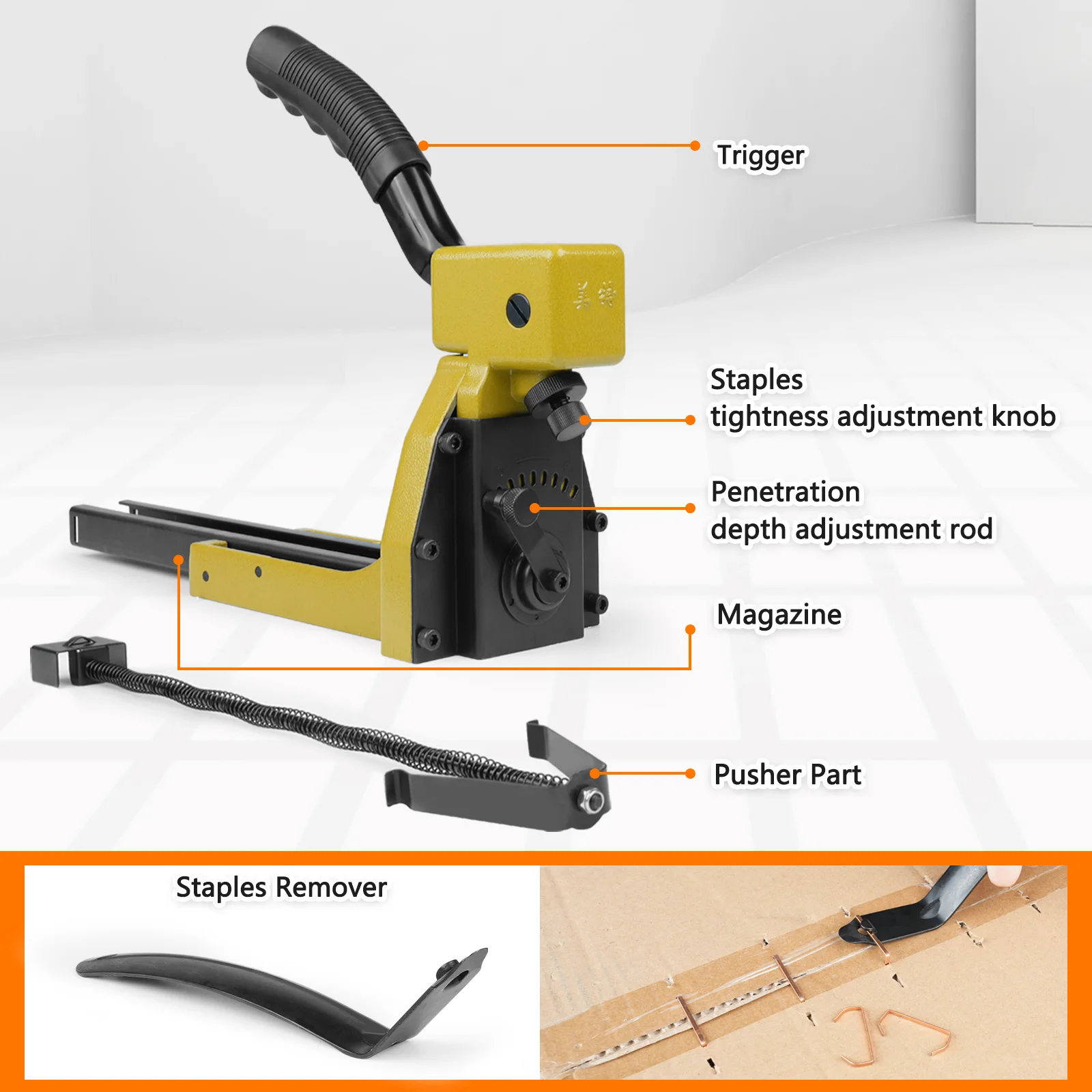 Manual Carton Closing Stapler15-18MM Sealing Machine for Box or Cartons with 2 Staples Closing Stapler Carton Box Tool Packing