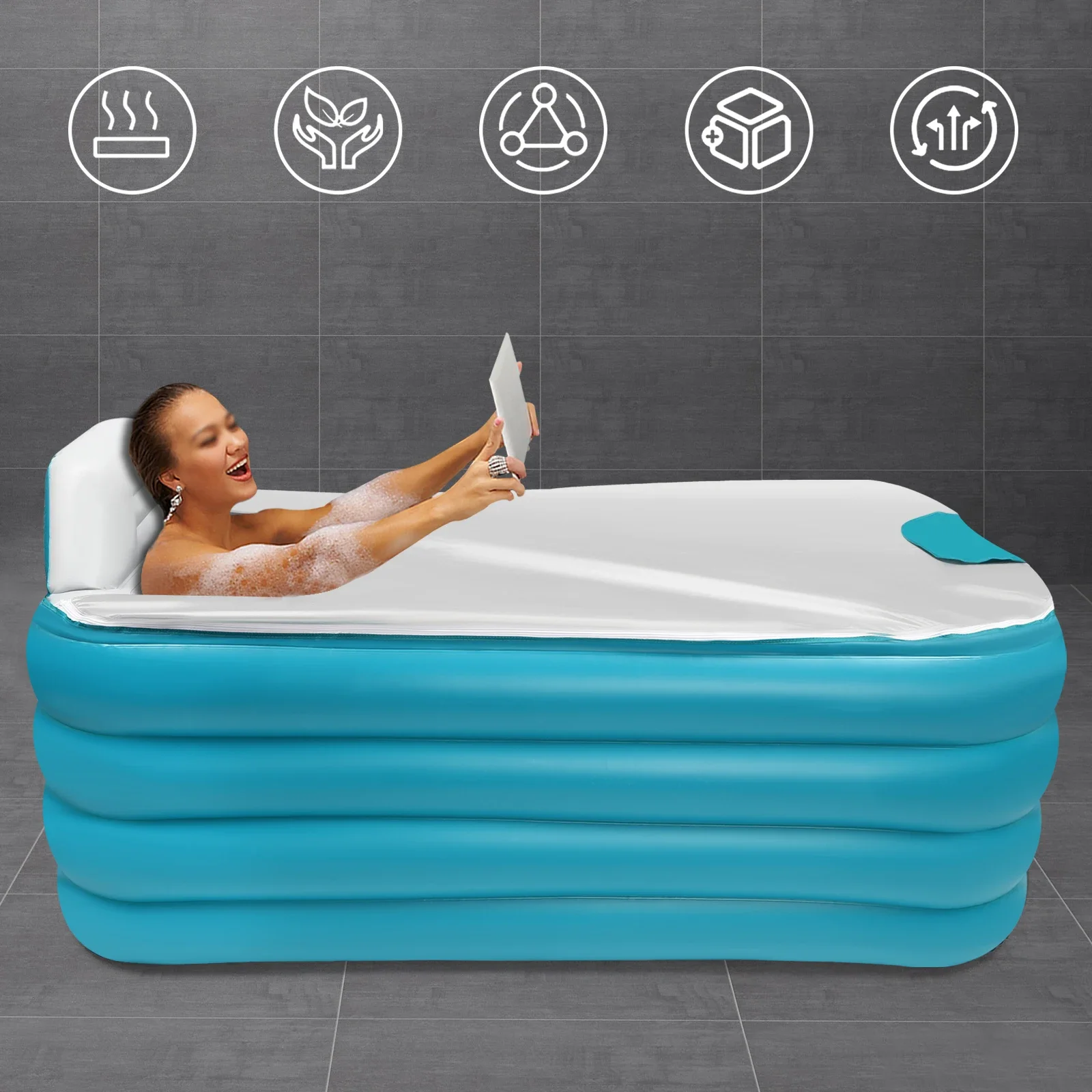 Portable PVC Inflatable Adult Bath Tub Folding Bathtub Blow Up Travel Bath Pool Free-Standing PVC Inflatable Bathtub Portable