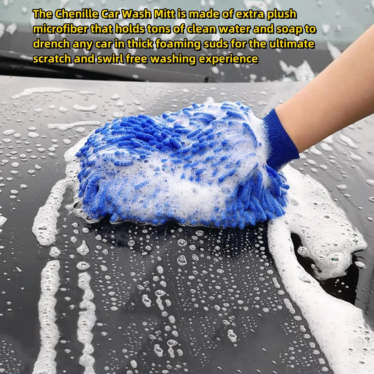 Microfiber Car Wash Mitt Double Sided Chenille Auto Gloves Ultra Absorbent Wash Car Sponge Scratch Free Microfiber Car Cleaning