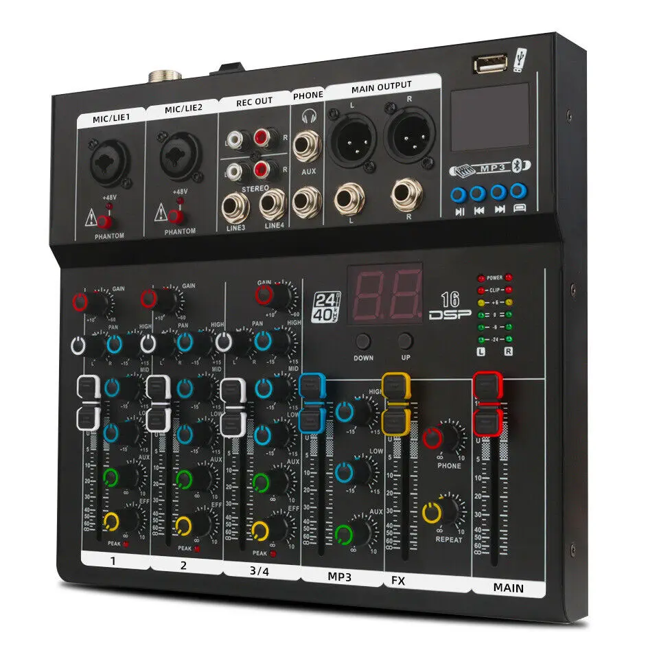 100-220v Professional 4-way Mixing Console Stage Equipment Bluetooth USB Mixer