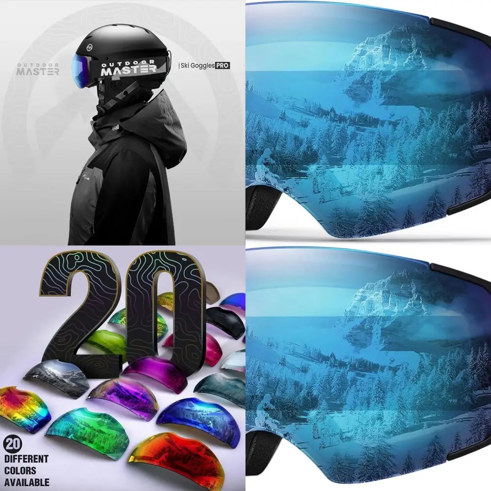 

Frameless Ski Goggles with Interchangeable Lenses and 100% UV400 Protection for Men & Women