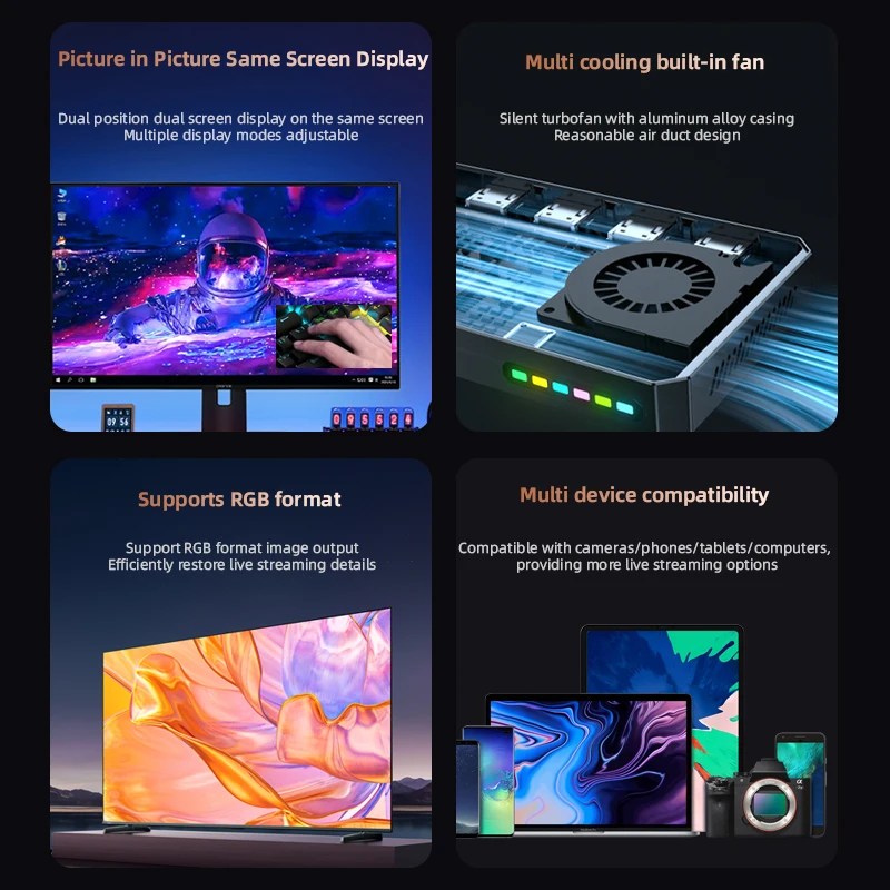 2025Piva USB3.2 Gen2 4K 60 هرتز بطاقة التقاط الصوت والفيديو بطاقة الألعاب الصوتية ل HDMI هاتف لوحي OBS البث المباشر نوع C الناتج MP4 ل