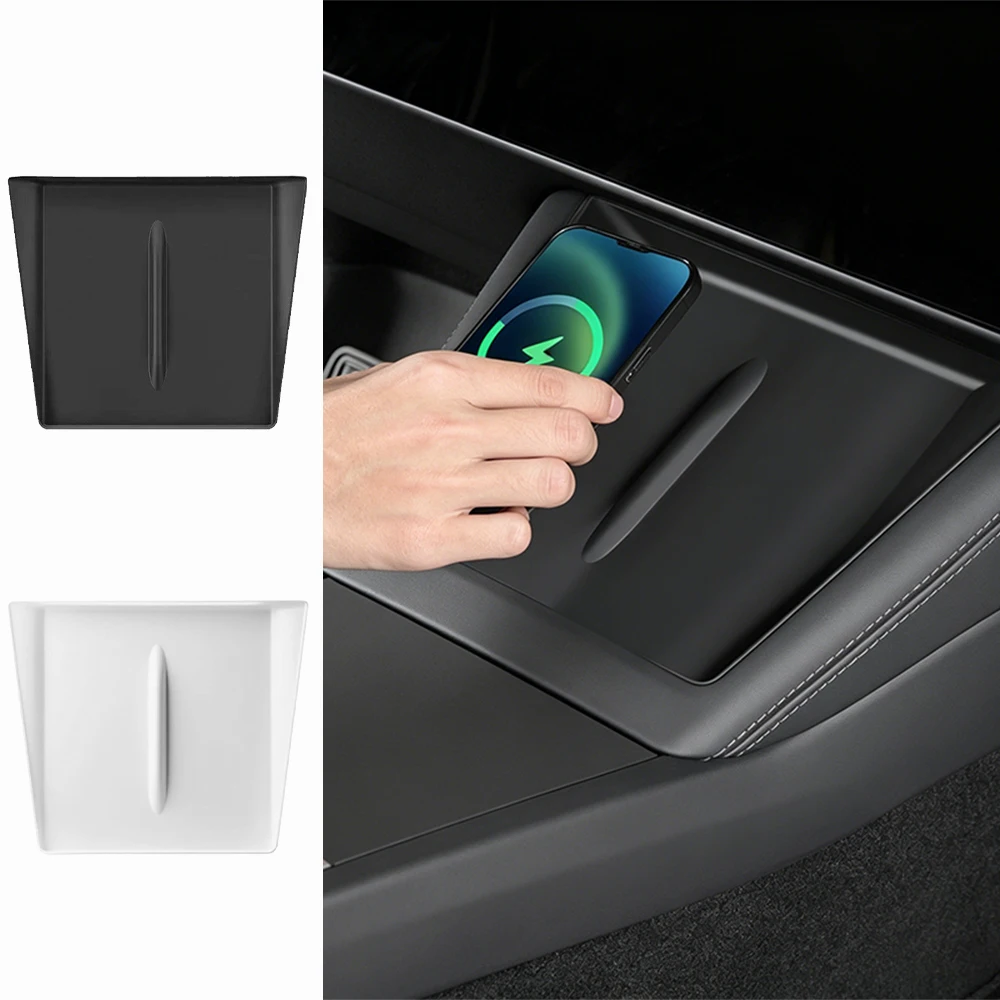 Black For Tesla Model 3 Highland Model Y Juniper Launch Car Wireless Charging Silicone Pad Central Control Charger Protector Mat