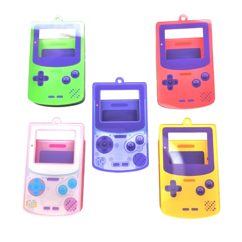 Retro Handheld Game Console Shaker Keychain Set Cute Pokemon and Kirby Themed Acrylic Nostalgic Style Moving Pendant Accessories view 2