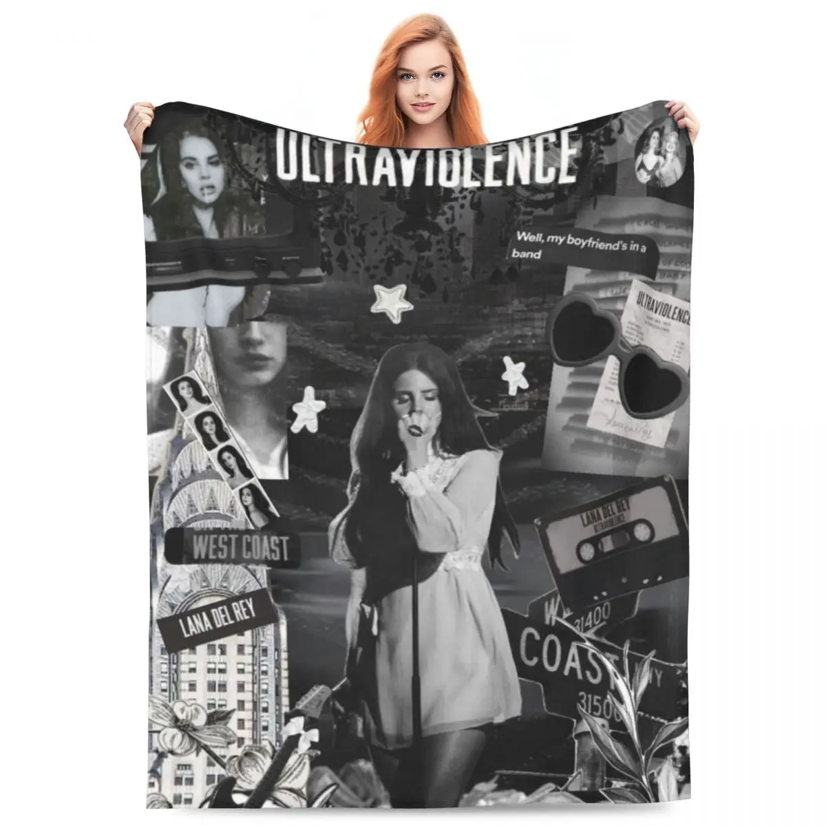 L-Lana Del Reys Blanket Music Album Camping Flannel Throw Blanket Warm Soft Couch Chair Customized Bedspread Gift Idea