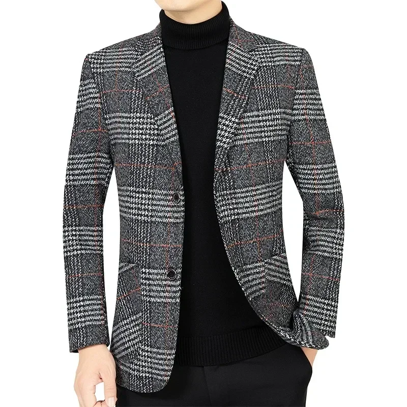 New Spring Autumn Business Casual Suits Jackets Coats Men Plaid Blazers Jackets  Male Formal Wear Slim Fit Blazers Size 4XL