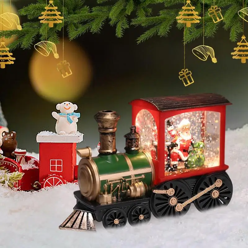 Snow Globe Train Battery Operated Snow Globe Lighted Train Decoration Table Ornaments For Study Room Garden Living Room Bedroom