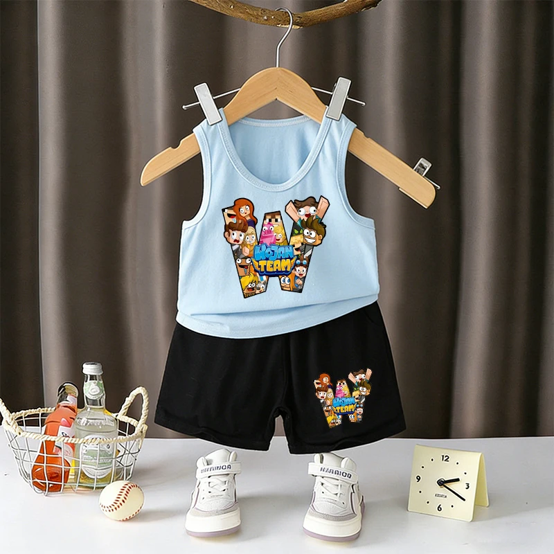 

Wojan Team Children Vest+shorts Set Boy Baby Anime Figure T-shirt Set Cartoon Casual Short Sleeve Cartoon Top Clothing Kid Tee