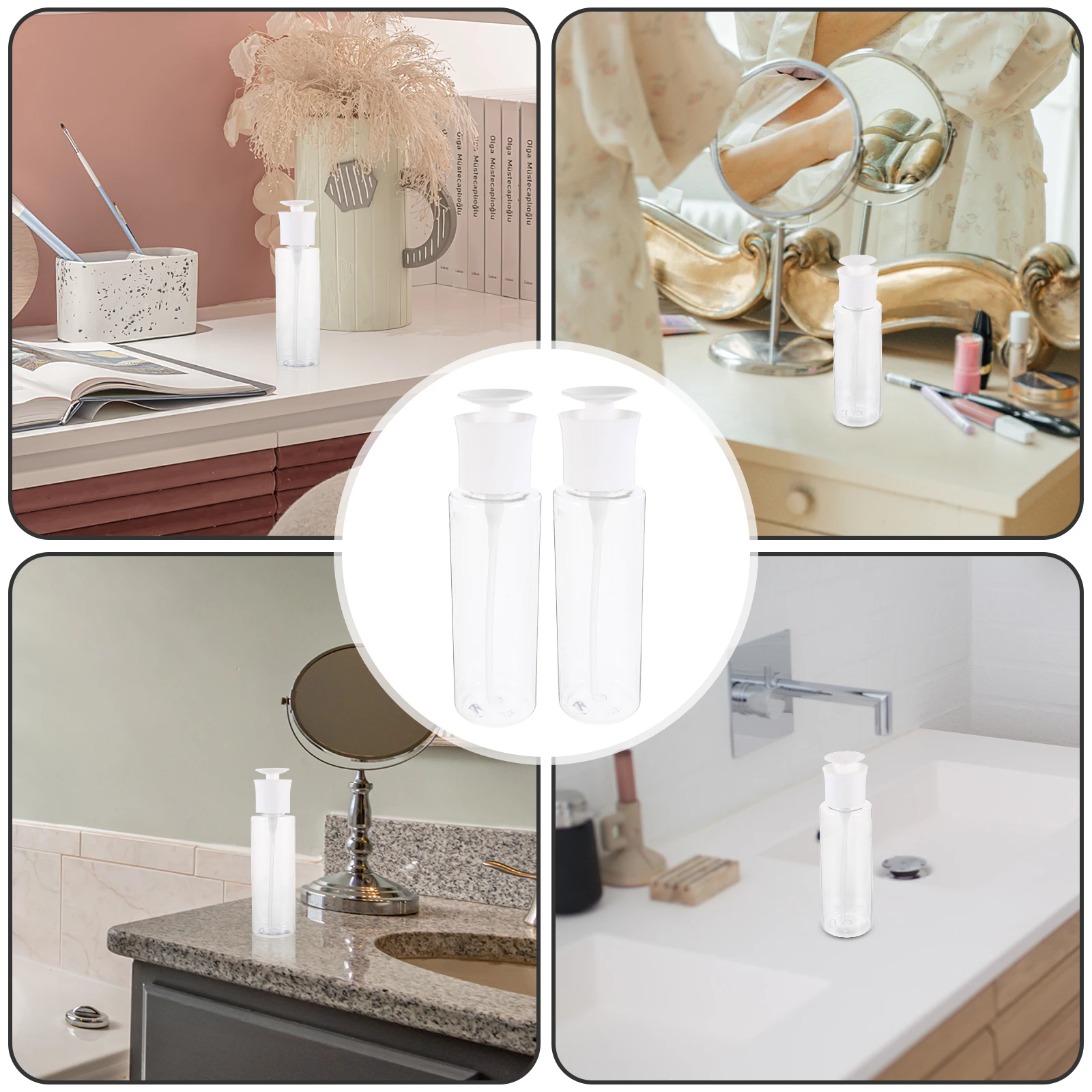 

2Pcs Airless Lotion Container Press Type Dispenser for Shampoo Face Cream Lightweight Travel Bottles Multi Purpose Clean