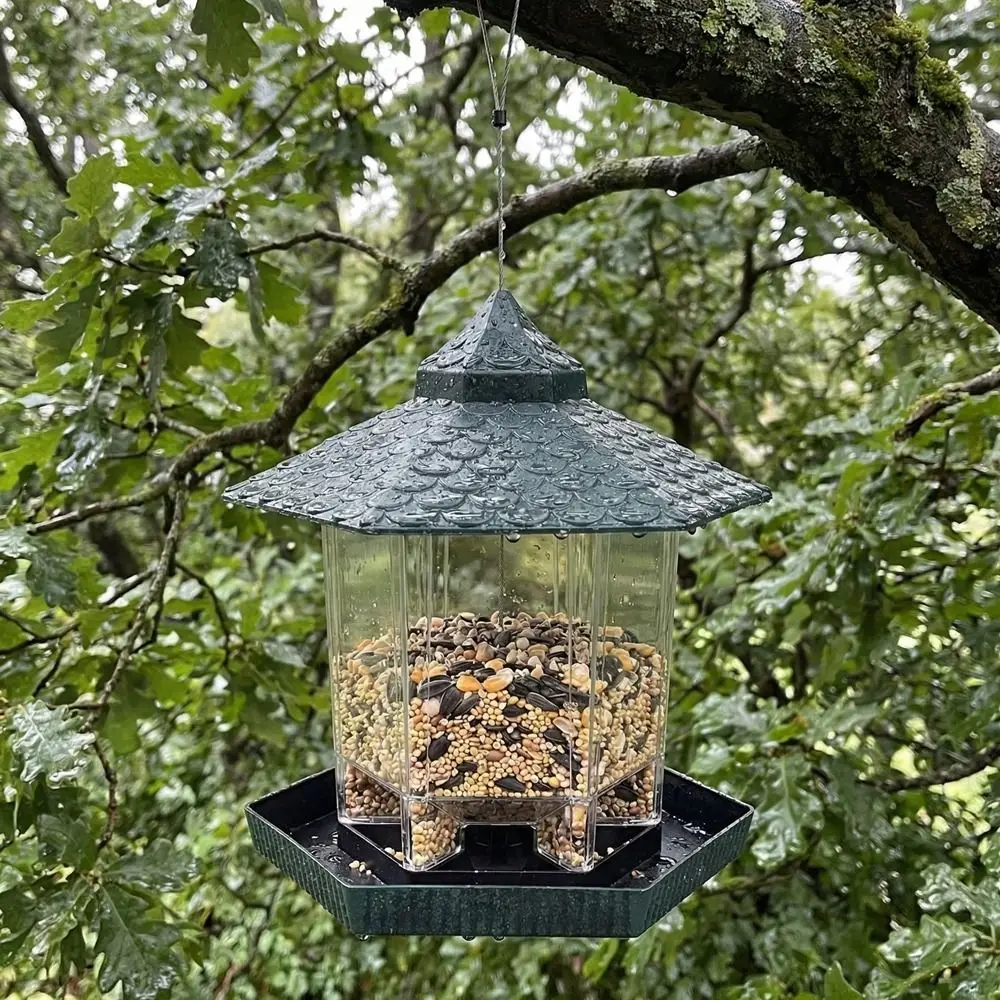 

Tower Shape Hanging Bird Feeder Large Capacity Plastic Bird Feeding Station Waterproof Squirrel Proof Bird Food Dispenser