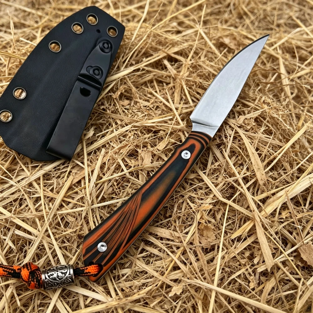 Multi-functional Camping Portable Fishing Freezout-G10 Handle Straight Knife with Lanyard Lightweight Outdoor Knives with Sheath