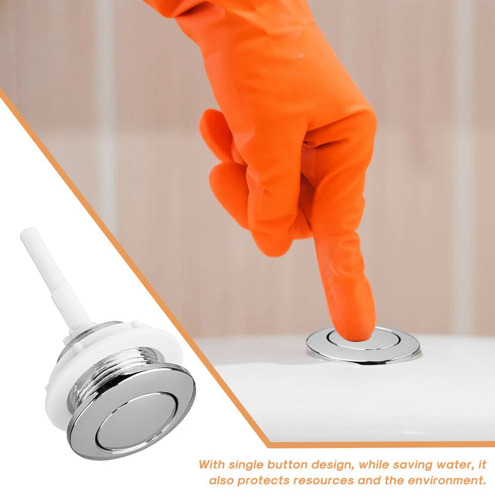 

Toilet Tank Button Round Plating Flush Toilet Single Flush Button Water Pressure Flush Press Button Tank Lid Accessories Switch