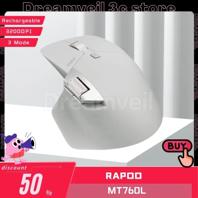 

Rapoo MT760L Wireless Gaming Mouse 3 Mode 2.4G USB Bluetooth Rechargeable Mouse Connection 3200DPI Laptop Computer Gamer Custom