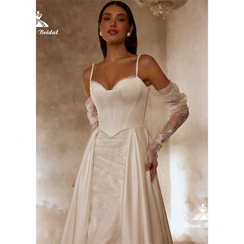 Roycebridal Sweetheart A Line Abito da sposa 2025 Abito da sposa in pizzo con strascico personalizzato abiti da festa vestido noviasvestidos