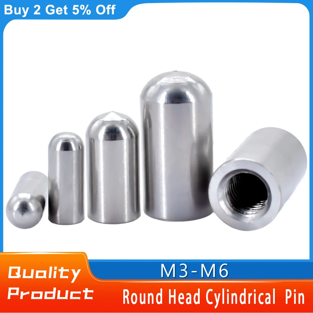 Stainless Steel One Head Round Head Internal Thread  Guide Pillar Cylindrical Pin Perforated Pin Positioning Pin M3 M4 M5 M6