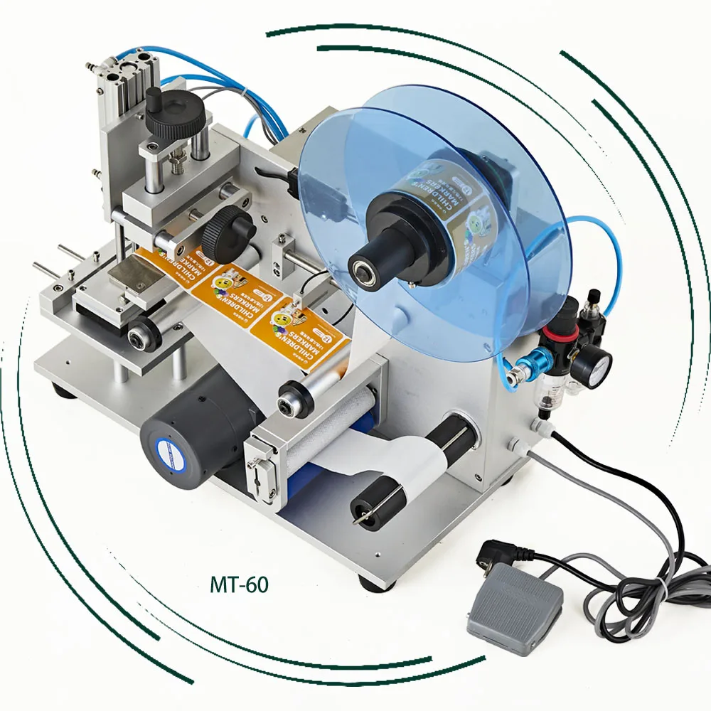 LT-60 MT-60 SY-60 Manual Label Applicator LT MT 60 Desktop Small Semi Automatic Flat Surface Labeling Machine for Square Bottle