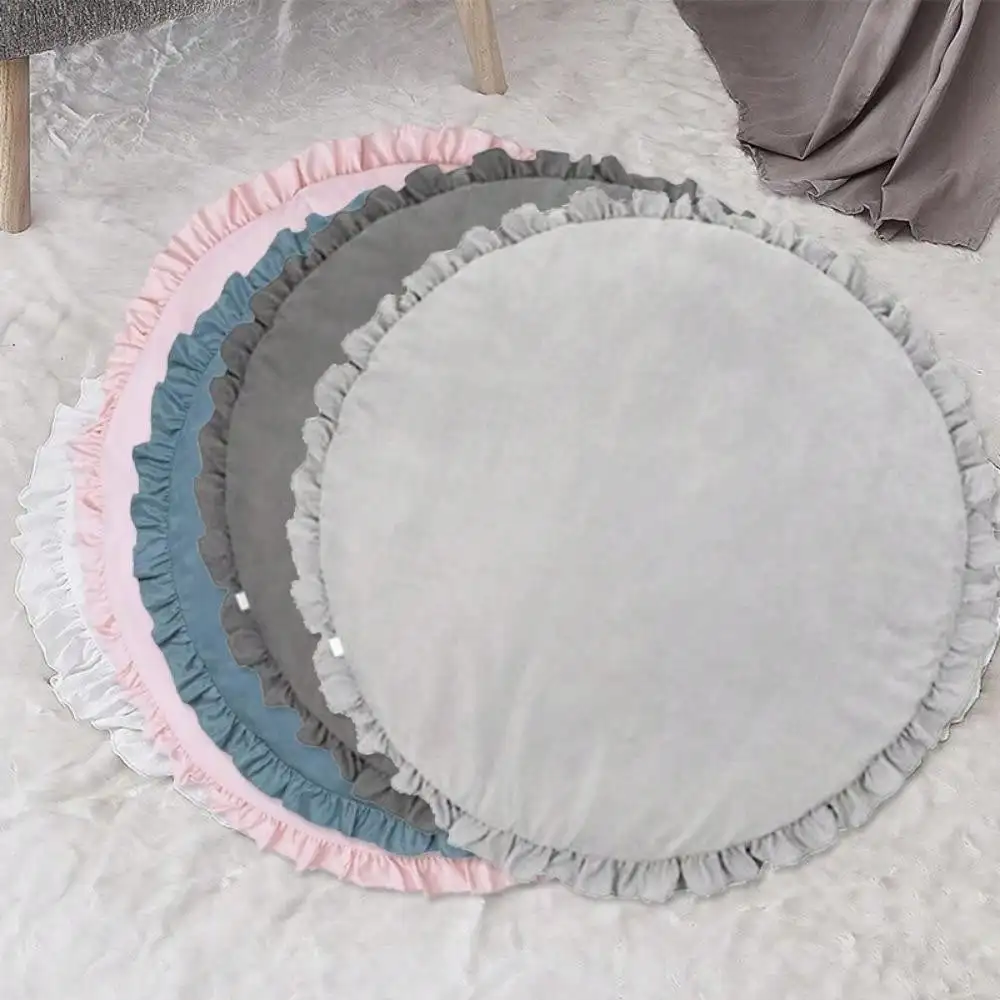 Baby Play Mats Ground Floor Carpet Soft Cotton Padded Baby Bedding Blanket Lace Crawling Mat Game Pad Girl Boy Room Play Rugs