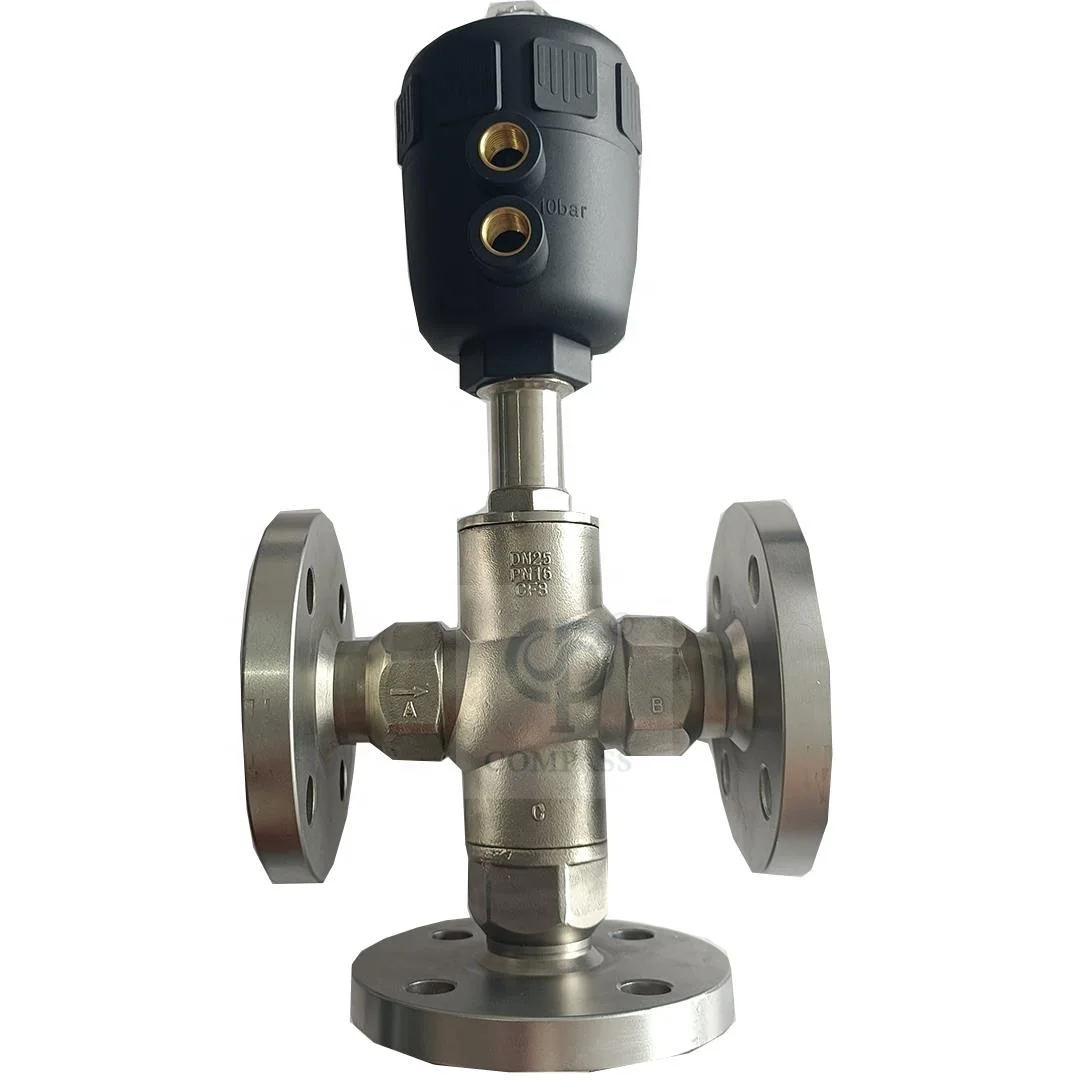 High Quality Customized Stainless Steel SS 316 Pneumatic Flange Control 3 Way Angle Seat Valve for Water