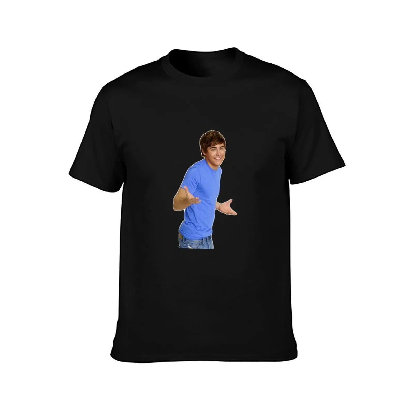zac efron - troy bolton - shrug meme - 1 T-Shirt, Summer Casual Cotton Tee, Oversized Streetwear Tops, Vintage Graphic Print