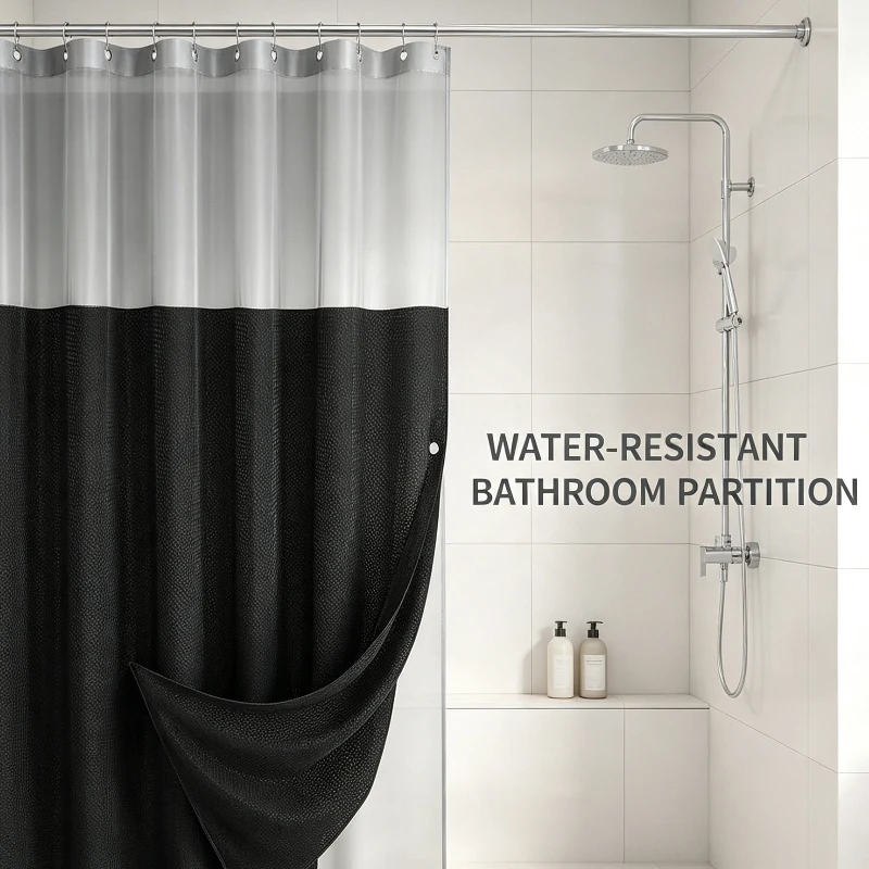 Hookless Waffle Shower Curtain With Detachable Liner For Modern Bathroom Waterproof Partition Applicable to multiple scenarios