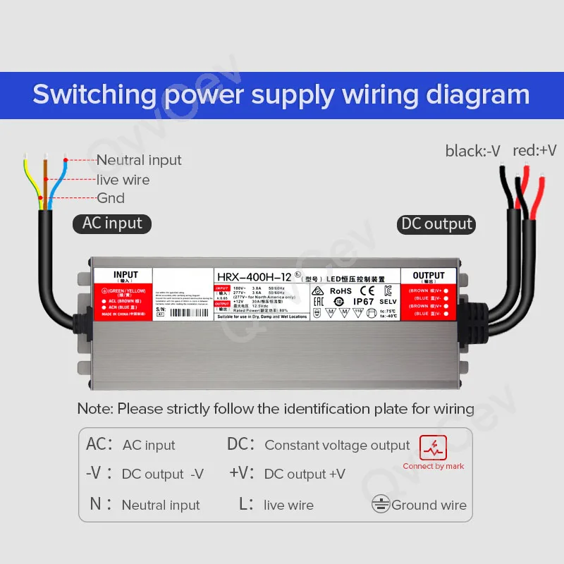 Imagem -03 - Transformadores de Iluminação Impermeáveis para Luzes ao ar Livre Fonte de Alimentação Led Driver dc 12v 24v 400w Ip67 Ac175265v