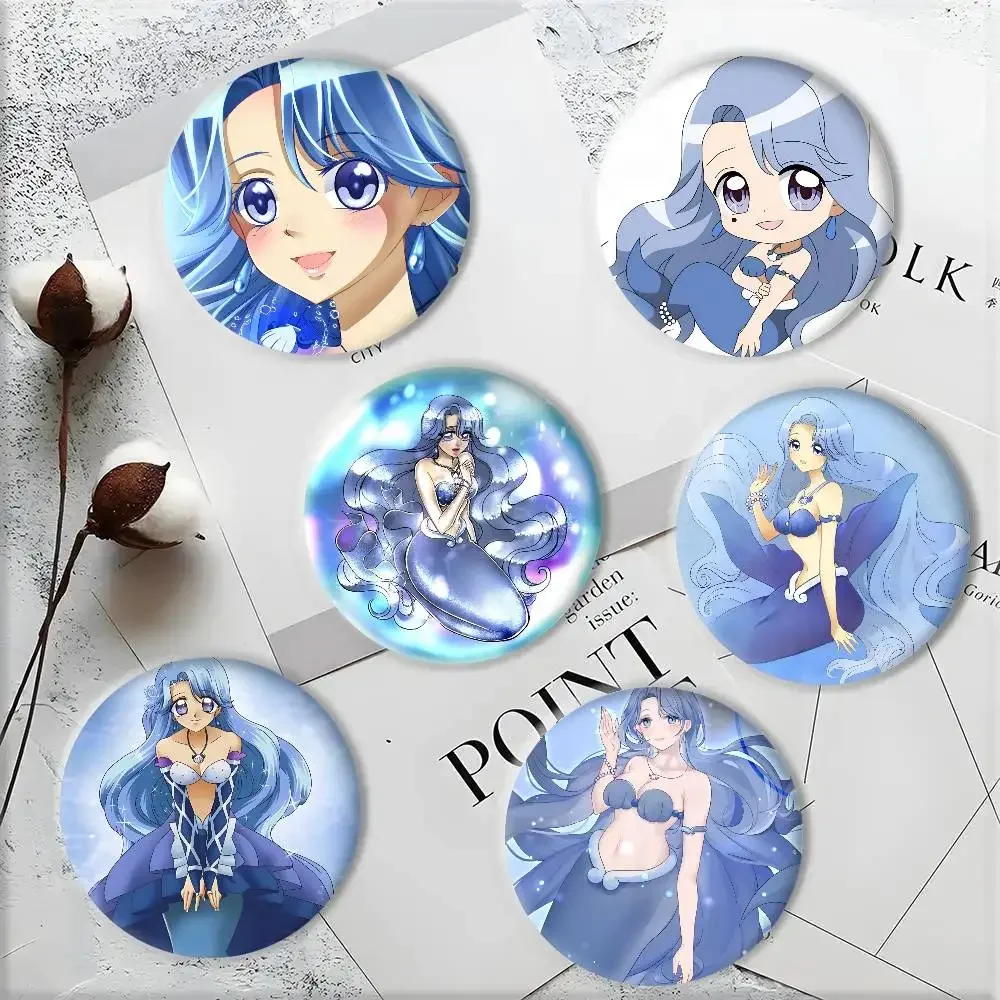 Cartoon Anime M-Mermaid M-Melody Pichi Pichi Pitch Noel Badges Round Cosplay Pin Bag Decor Fans Collect Friends Gifts Brooch
