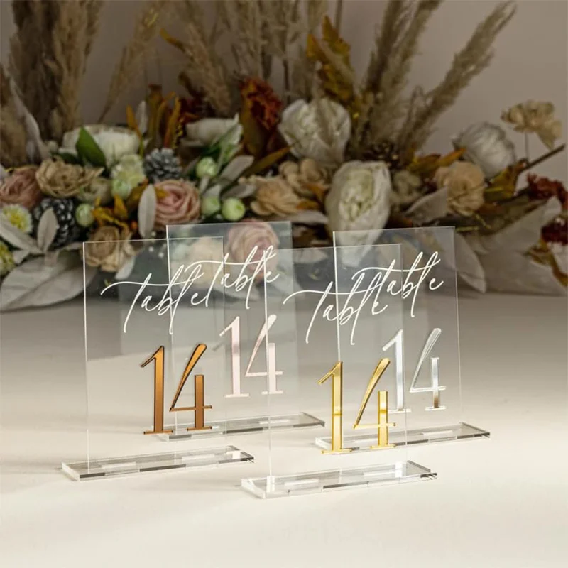 Wedding Table Decor White Arch Wedding Table Numbers With Stand Acrylic Calligraphy Wedding Signage Table Number Stand