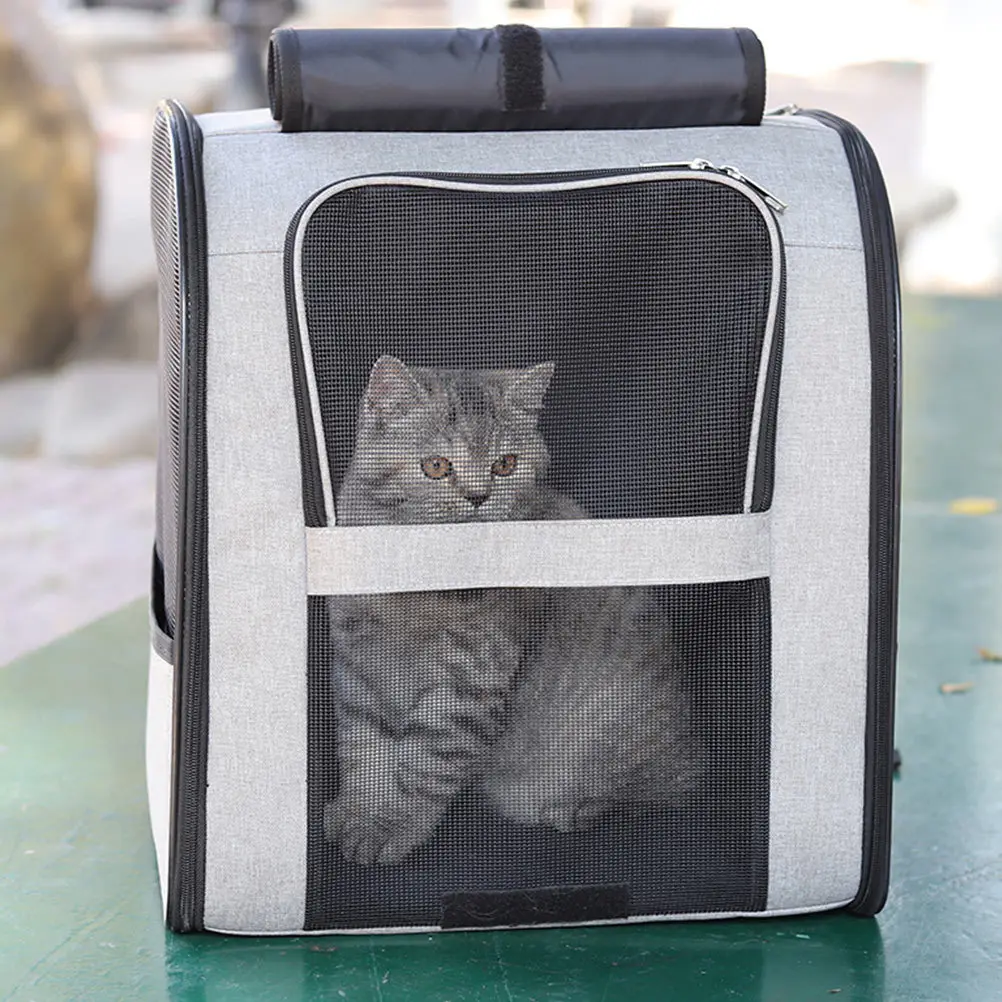 

Portable Pet Carrier Bag Breathable Cat Backpack Durable Oxford Material Adjustable Shoulder Straps Comfortable Handle Travel