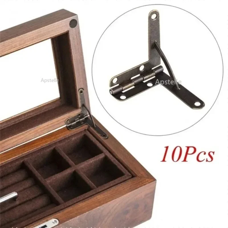 10 sztuk 90 stopni 30X33mm kąt drewniane pudełko obsługuje zawias dla małej drewnianej biżuterii etui na wino pudełko na zegarek drewniana pokrywa