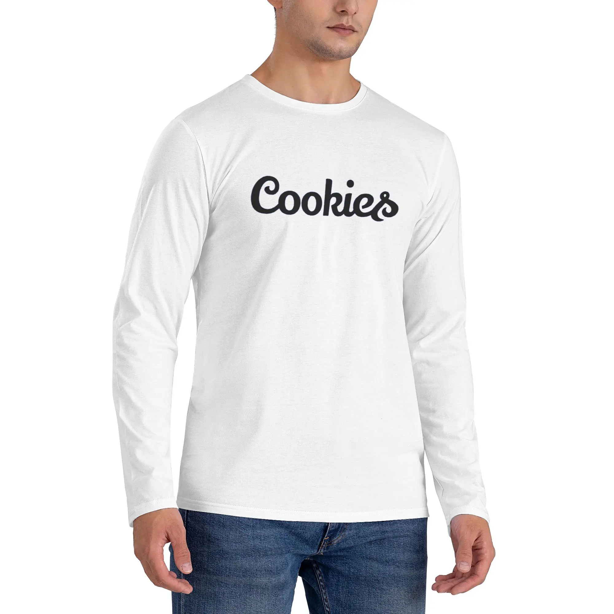 

Cookies Men's Long Sleeved T-shirt Fashion Round Neck T shirts Spring and Autumn Men tops