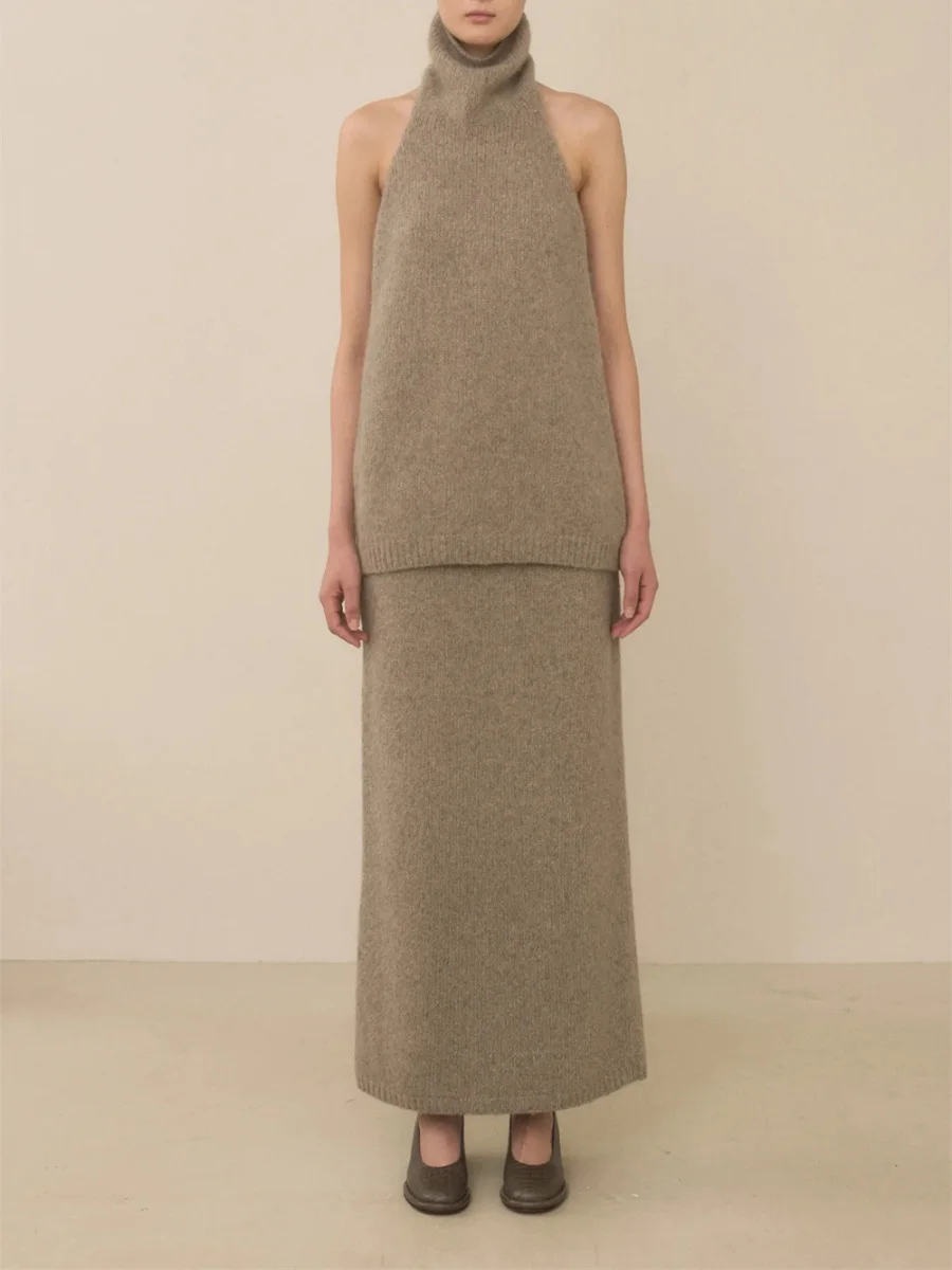 

Женский топ с высоким воротником на шее, жилет, вязаный эластичный корсет, женская футболка, рубашка, y2k Новая мода, пуловер высокого качества