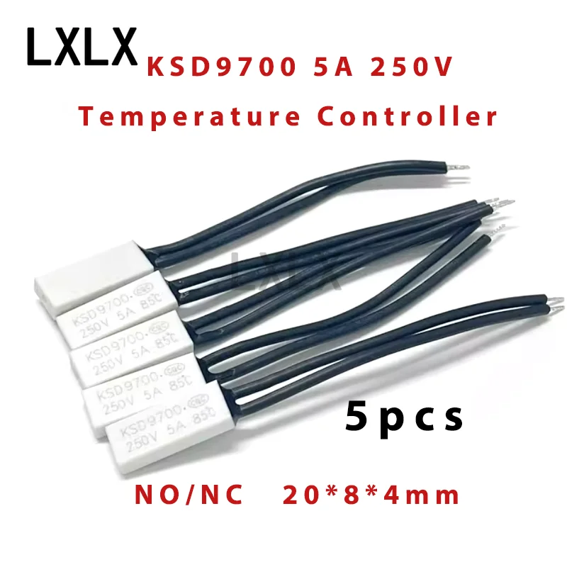 5PCS Plastic Thermostat KSD9700 5A 40C 45C 50C 55C 60C 65C 70C 75C 110C Temperature Switch Temperature Thermal Protector NO/NC