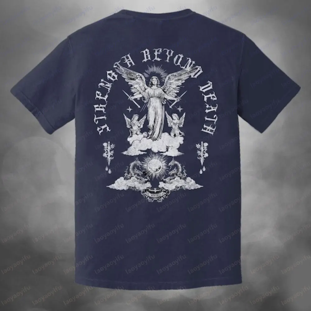 Metalcore Grunge T-Shirt Strength Beyond Death Gothic Angel Alt Streetwear Mens Back Print Clothing Believer Creative Shirt