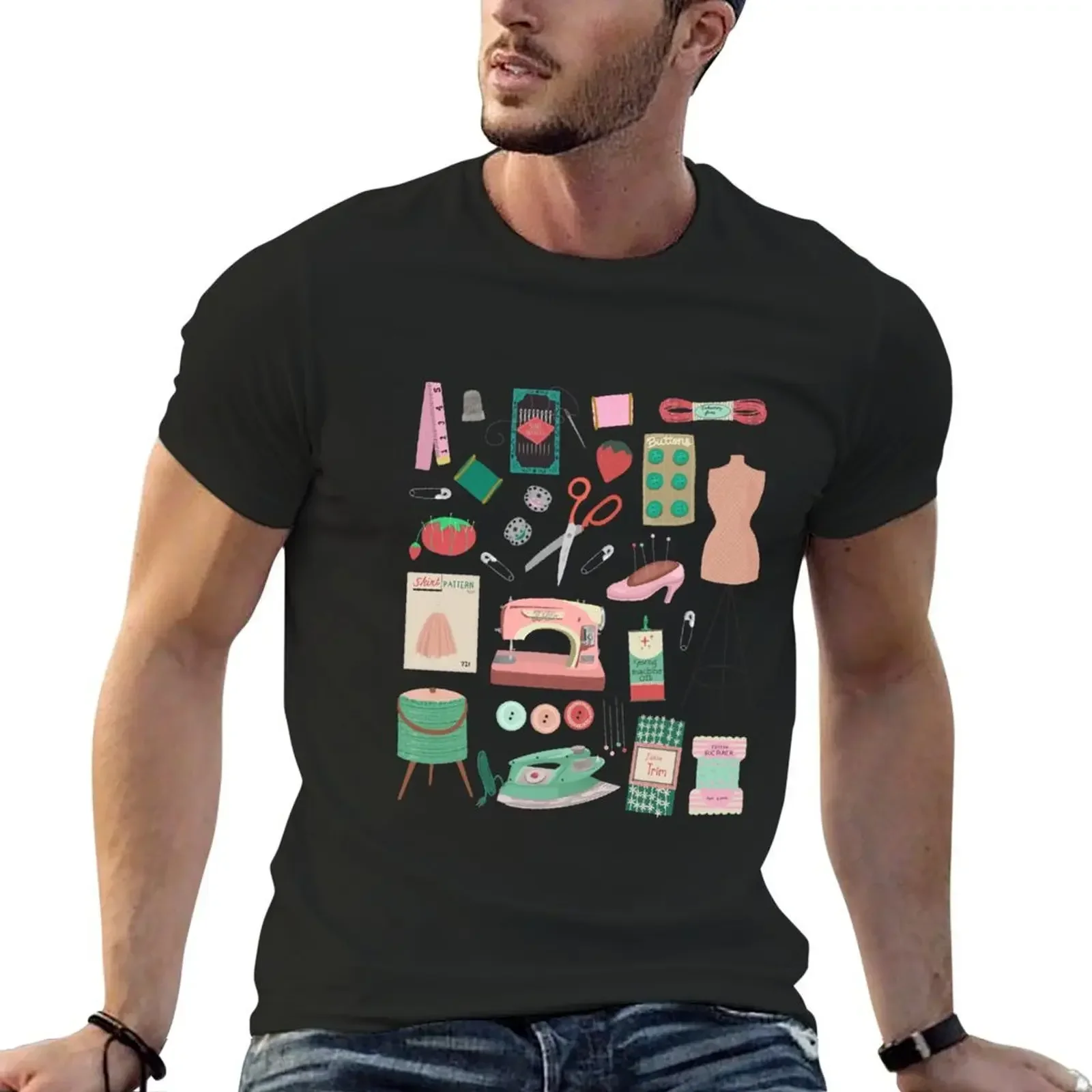 Sewing Tools and Notions T-Shirt vintage anime shirt oversizeds cute tops anime stuff mens shirts graphic tee